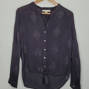 Lovestitch Embroidered Button Down Blouse Size Small
